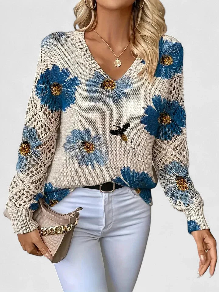 Clara - Eleganter Blumensweater