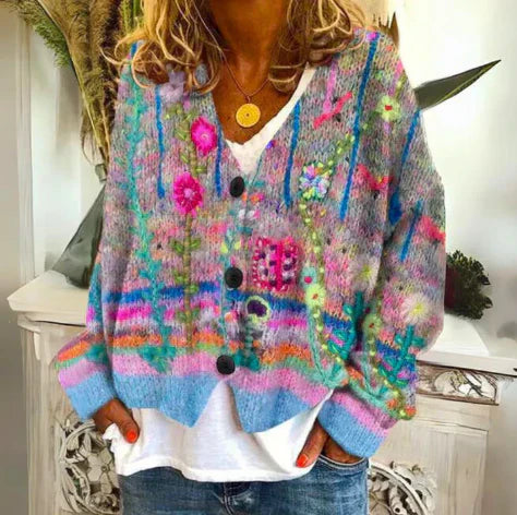 Evie | Geblümte Strickjacke