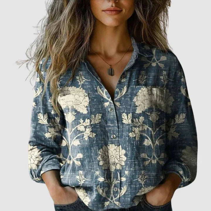 Selene | Retro Bedruckte Bluse