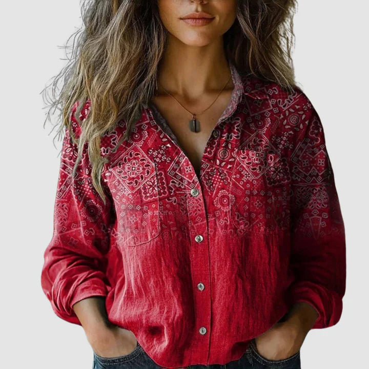 Selene | Retro Bedruckte Bluse